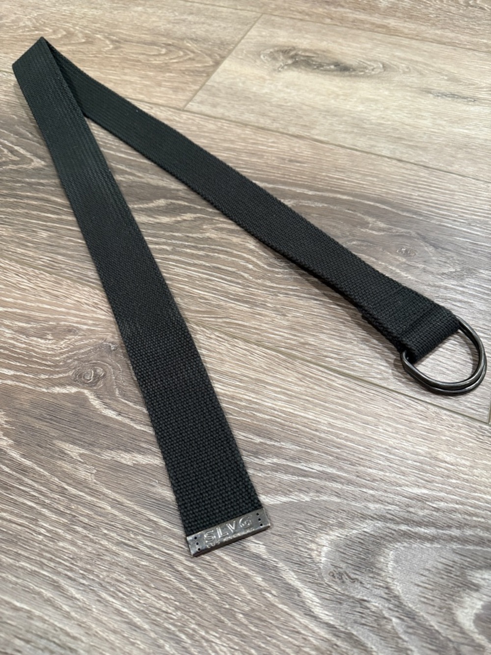 Salvage Black Webbing Belt with Metal D-Rings